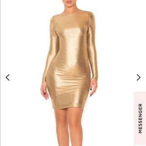 Gold House of CB Open Back Dress